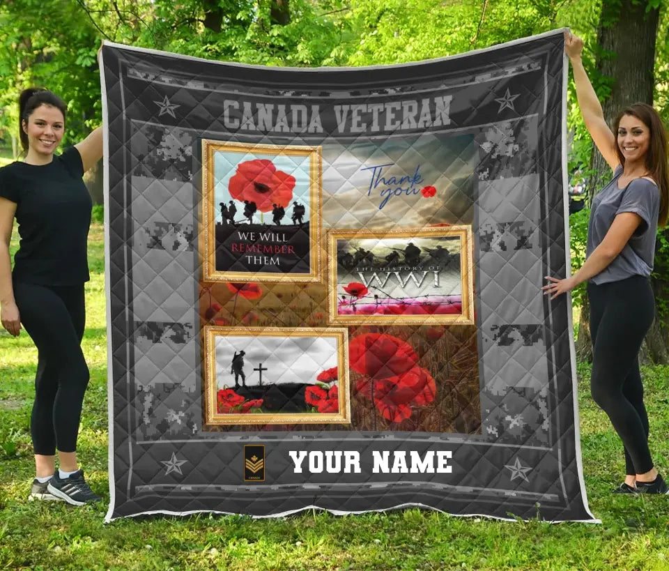 Personalized Canadian Soldier/ Veteran Camo With Name And Rank Quilt 3D Printed - 16915392
