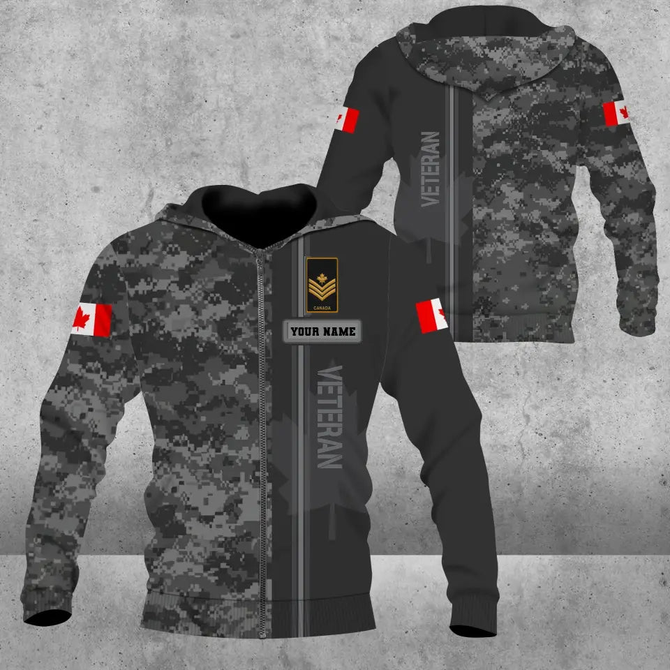 Personalized Canada Solider/ Veteran Camo With Name And Rank Hoodie - 16802208