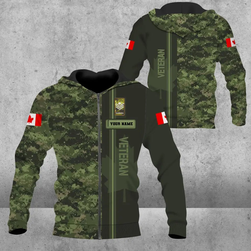 Personalized Canada Solider/ Veteran Camo With Name And Rank Hoodie - 16802208