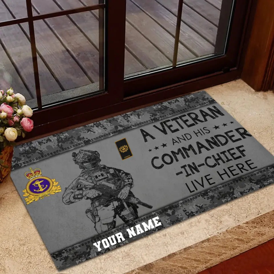 Personalized Canadian Soldier/ Veteran Camo With Name And Rank Doormat 3D Printed - 16916256