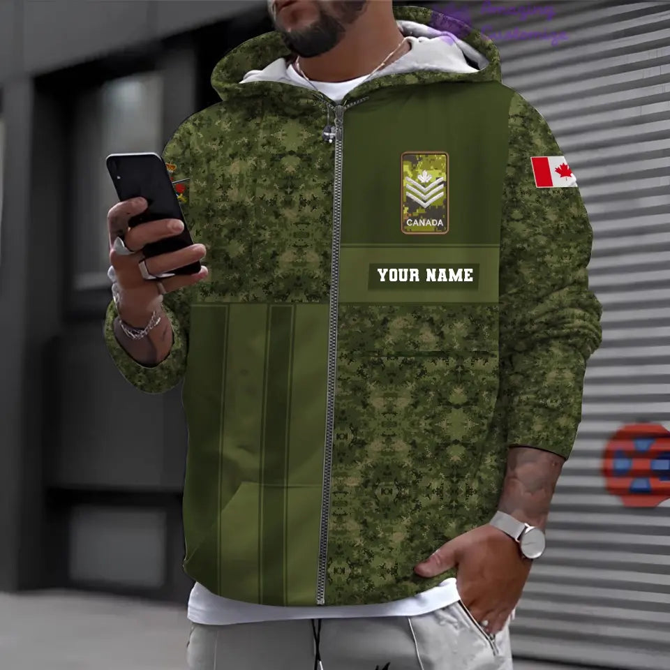 Personalized Canada Soldier/ Veteran Camo With Name And Rank Hoodie Printed - 17150400