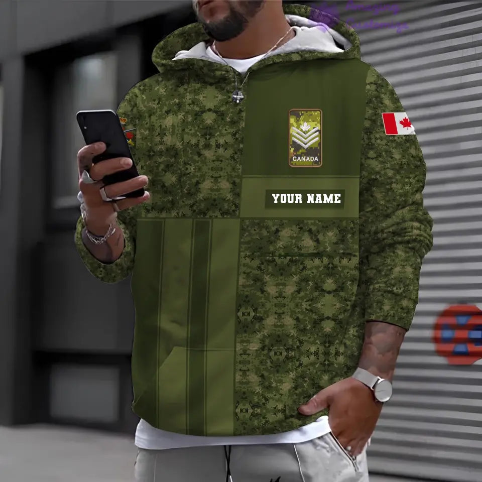 Personalized Canada Soldier/ Veteran Camo With Name And Rank Hoodie Printed - 17150400