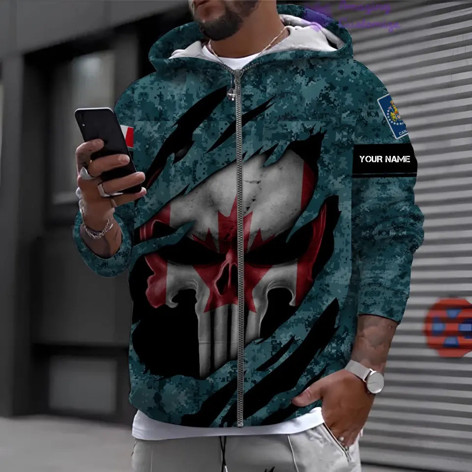 Personalized Canada Soldier/ Veteran Camo With Name And Rank Hoodie 3D Printed - 1712534401