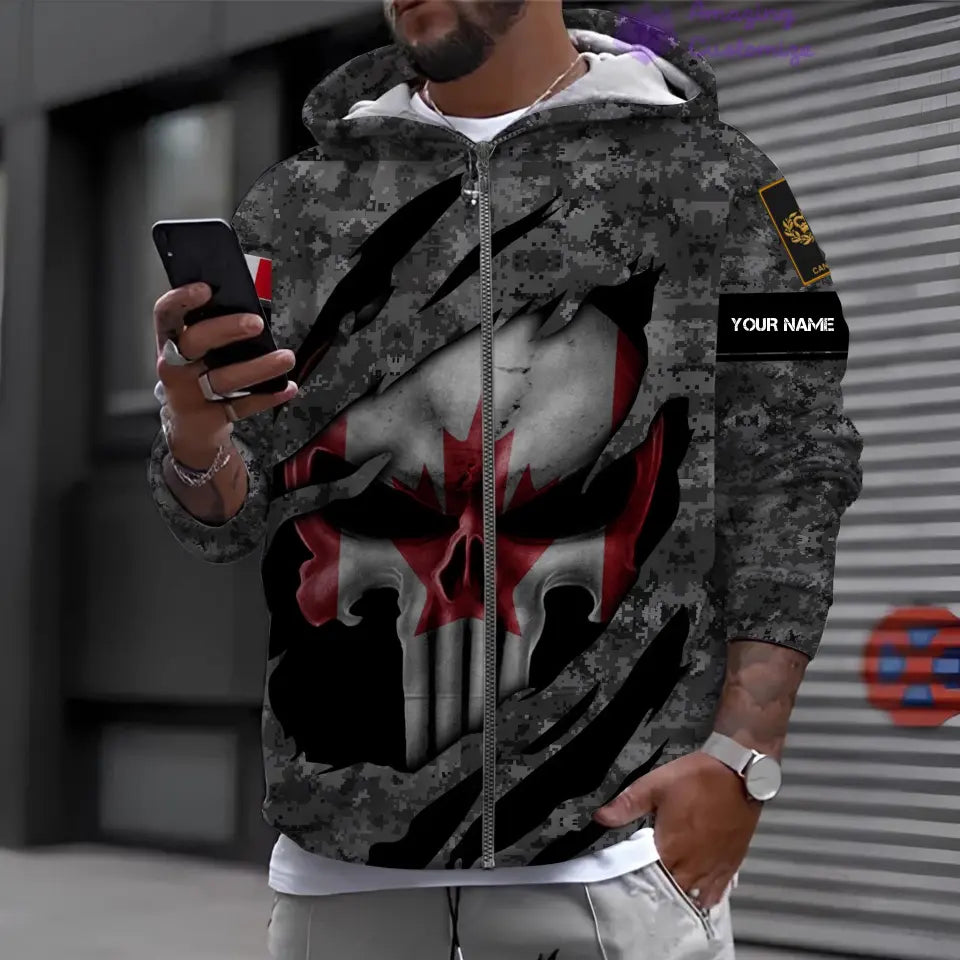 Personalized Canada Soldier/ Veteran Camo With Name And Rank Hoodie 3D Printed - 1712534401