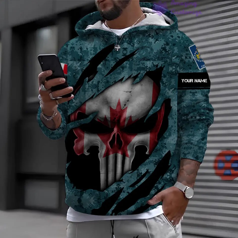 Personalized Canada Soldier/ Veteran Camo With Name And Rank Hoodie 3D Printed - 1712534401