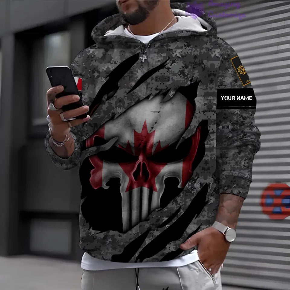 Personalized Canada Soldier/ Veteran Camo With Name And Rank Hoodie 3D Printed - 1712534401