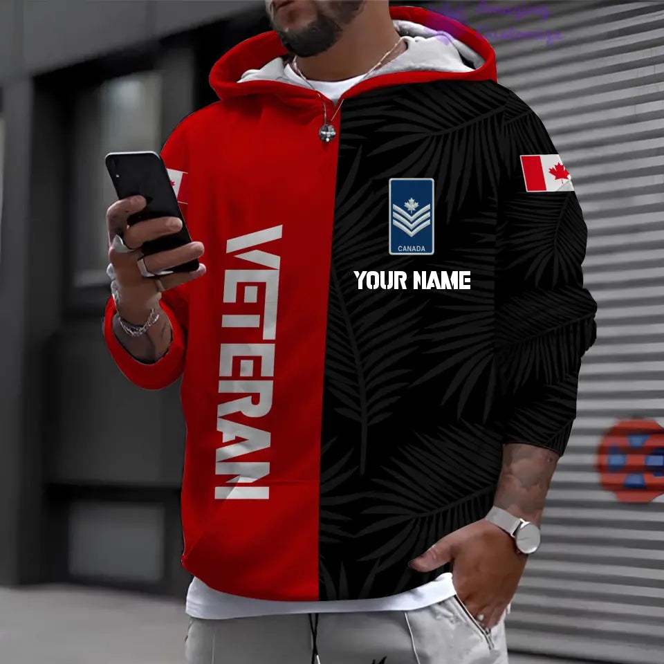 Personalized Canada Soldier/ Veteran Camo With Name And Rank Hoodie Shirt 3D Printed - 17086464