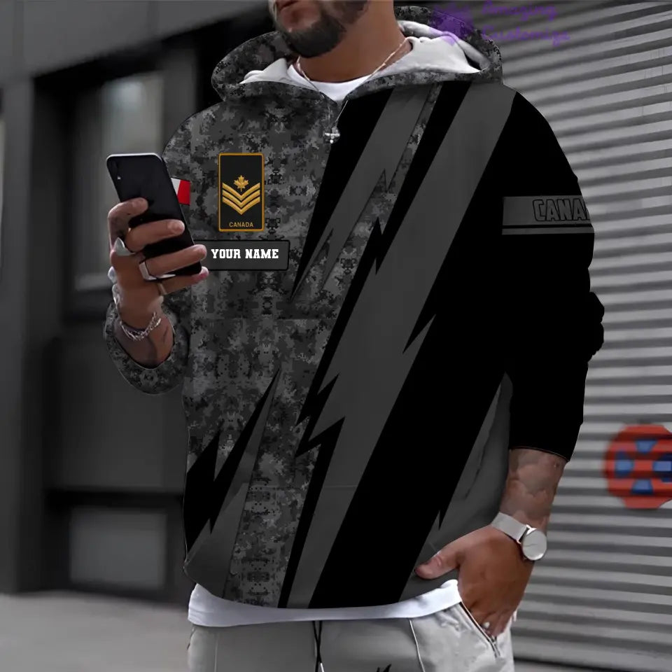 Personalized Canada Soldier/ Veteran Camo With Name And Rank Hoodie 3D Printed - 17095968