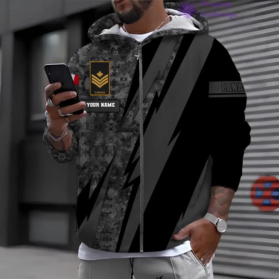 Personalized Canada Soldier/ Veteran Camo With Name And Rank Hoodie 3D Printed - 17095968
