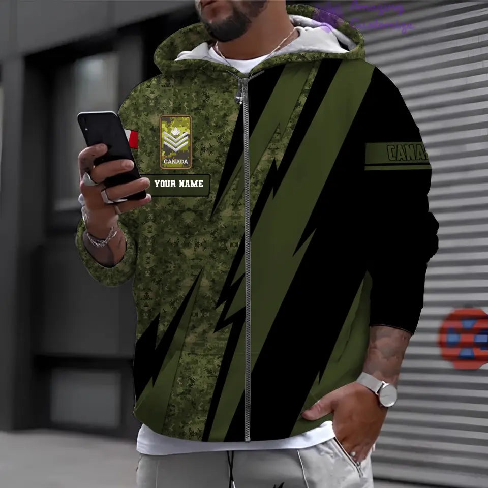 Personalized Canada Soldier/ Veteran Camo With Name And Rank Hoodie 3D Printed - 17095968