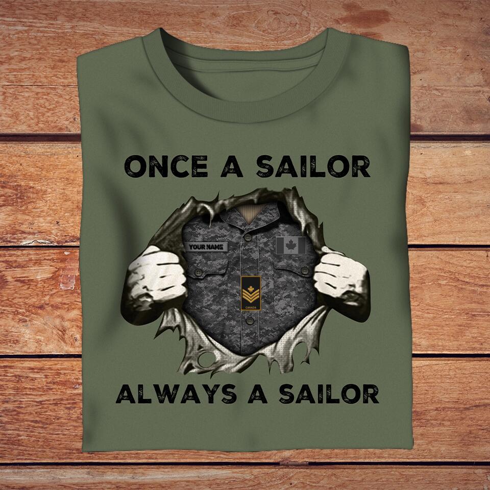 Personalized Canada Solider/ Veteran Camo With Name And Rank T-Shirt - Once A Soldier Always A Soldier - 1676246401