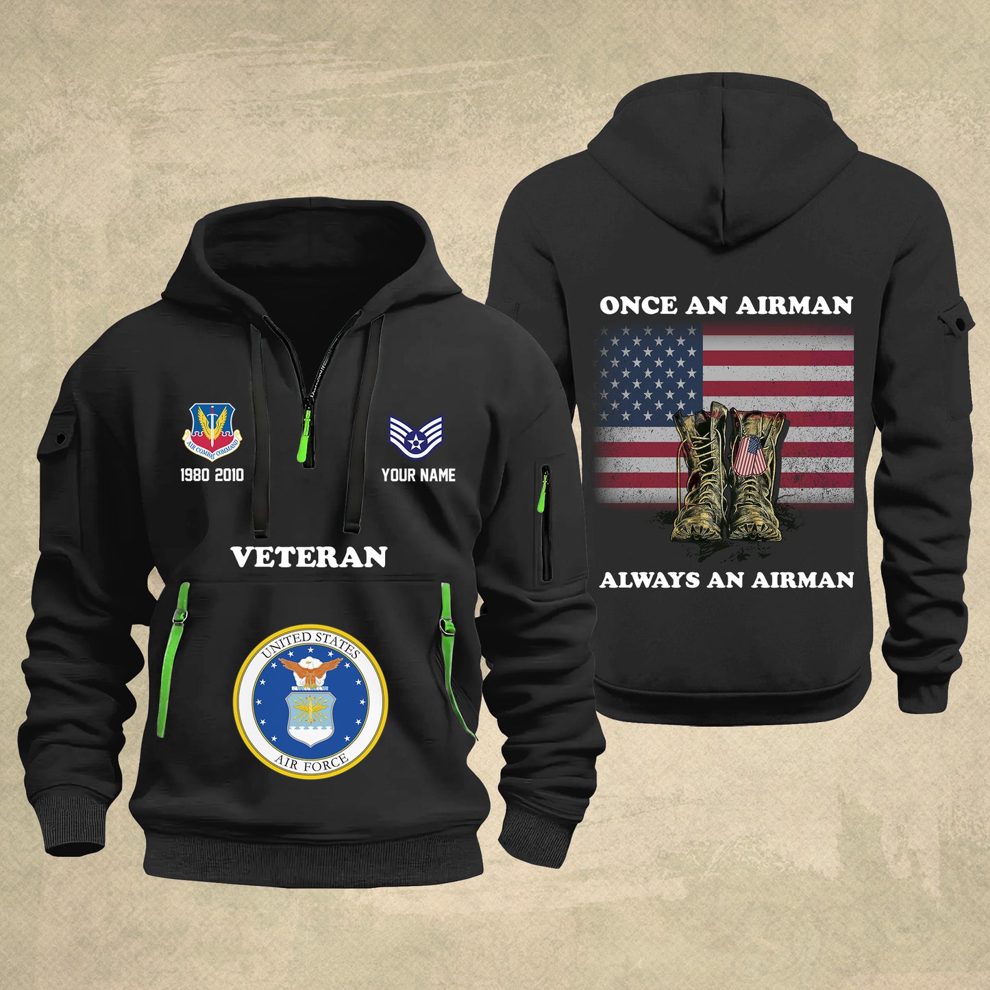 Air Force Command - Personalized US Soldier/ Veteran With Name And Rank Zip Hoodie Multicolor - 17044128