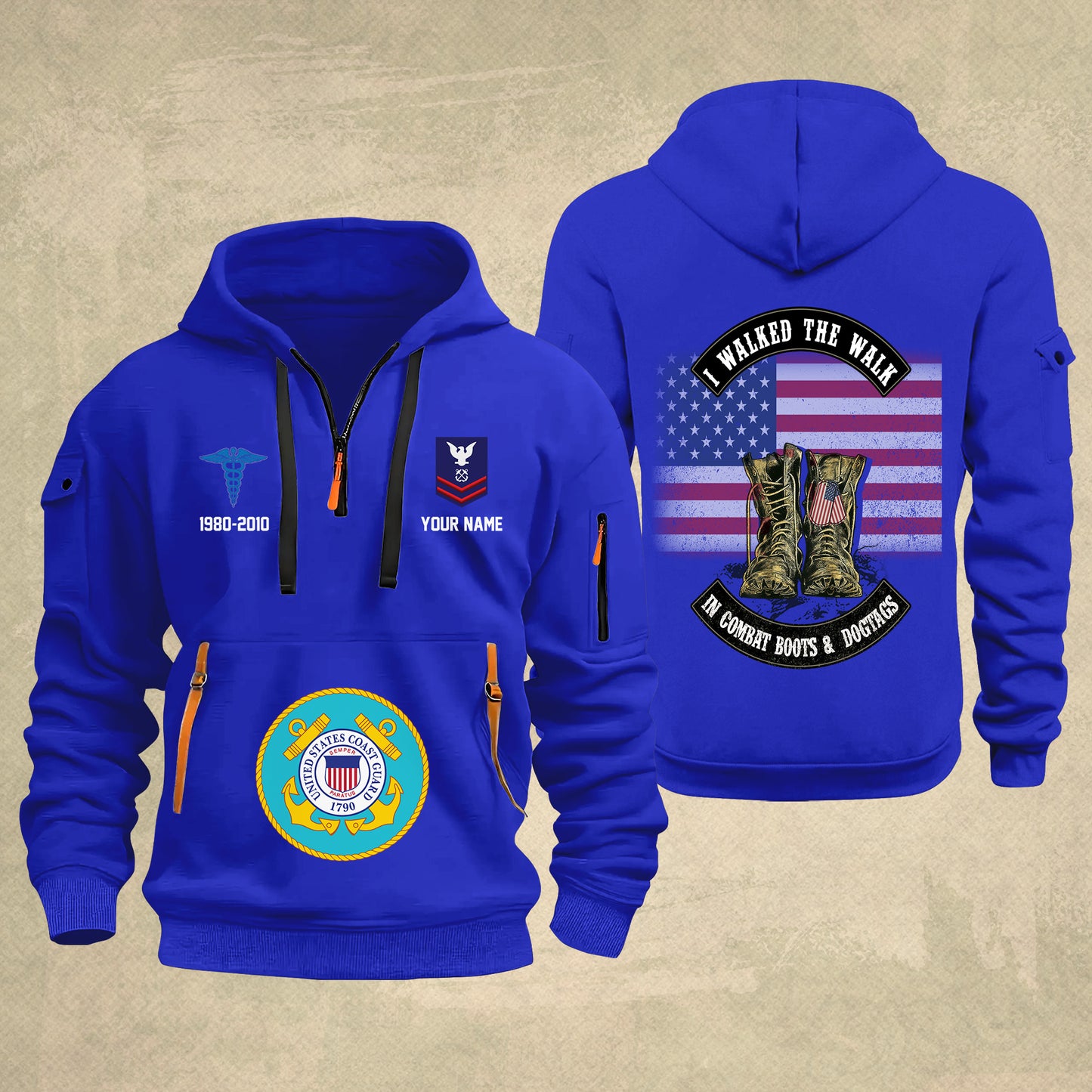 Coast Guard Rating - Personalized US Soldier/ Veteran With Name And Rank Zip Hoodie Multicolor - 17349984