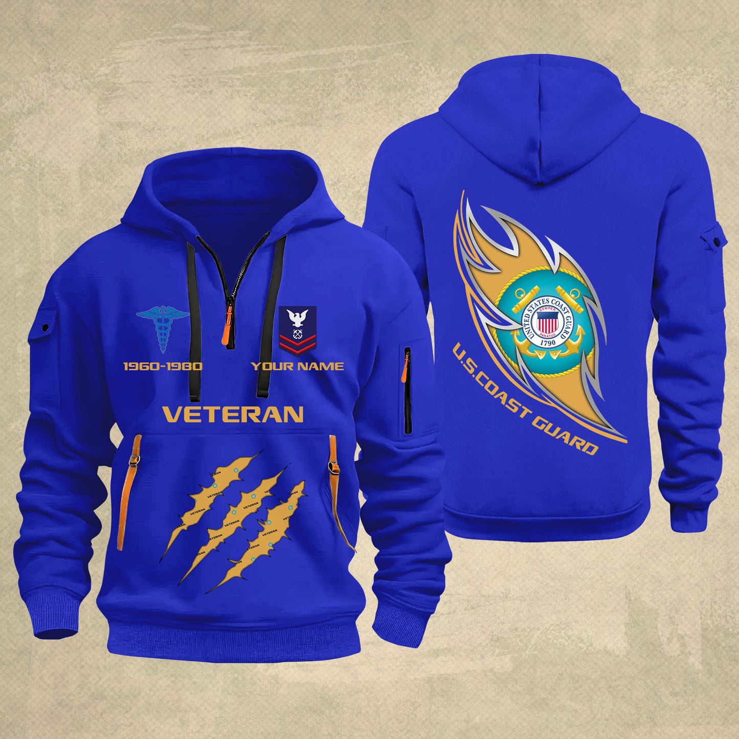 Coast Guard Rating- Personalized US Soldier/ Veteran With Name And Rank Zip Hoodie Multicolor - 17361216