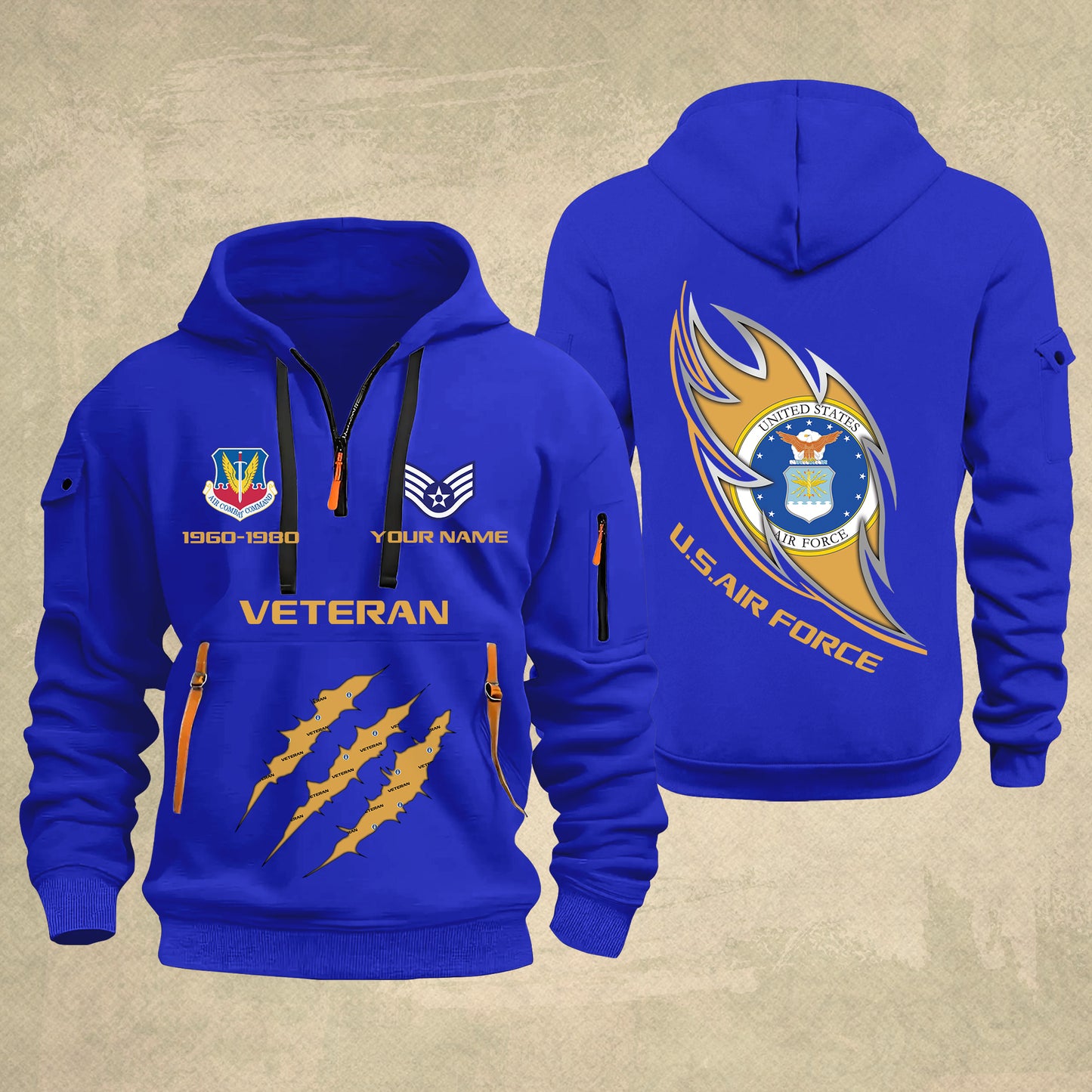 Air Force Command - Personalized US Soldier/ Veteran With Name And Rank Zip Hoodie Multicolor - 17361216