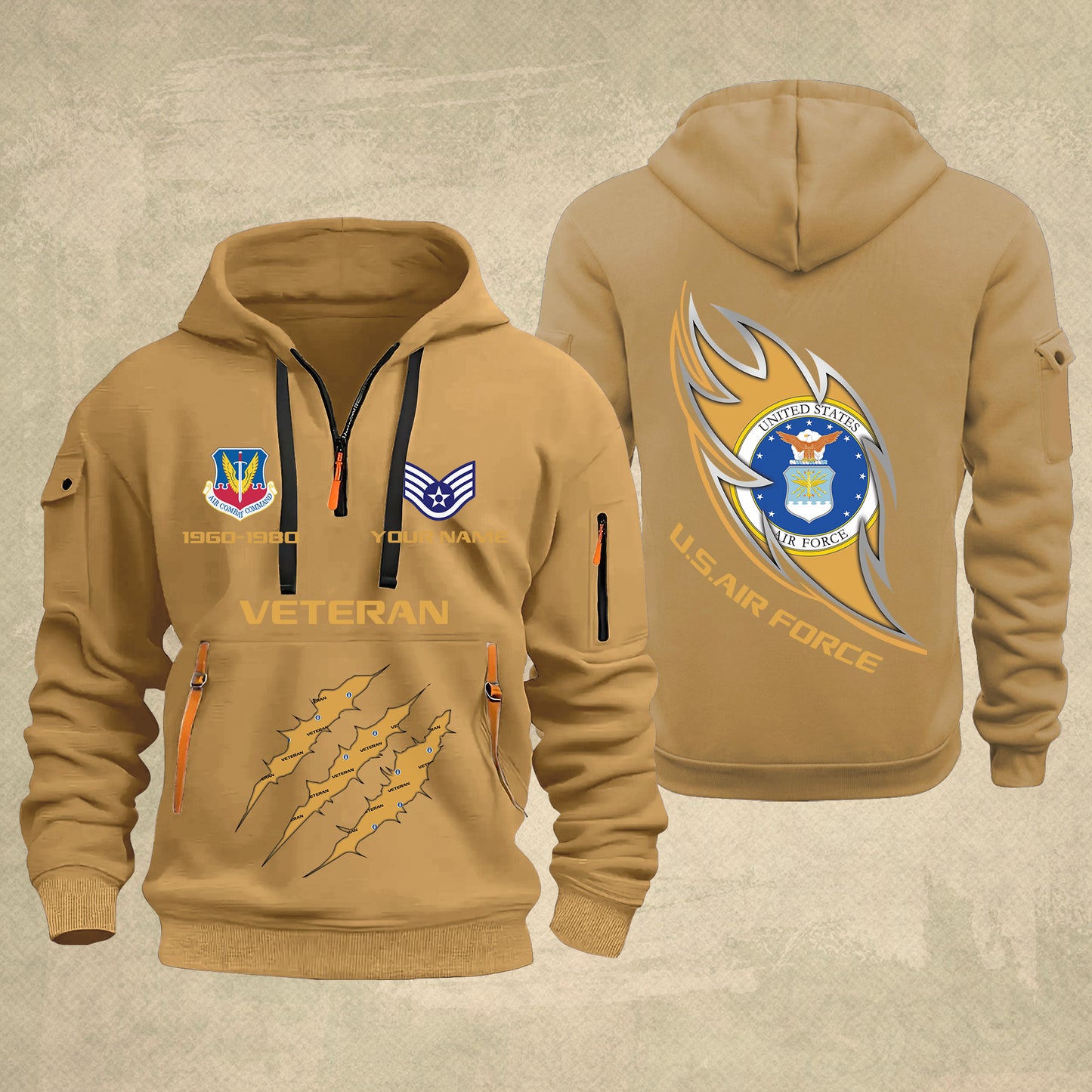 Air Force Command - Personalized US Soldier/ Veteran With Name And Rank Zip Hoodie Multicolor - 17361216