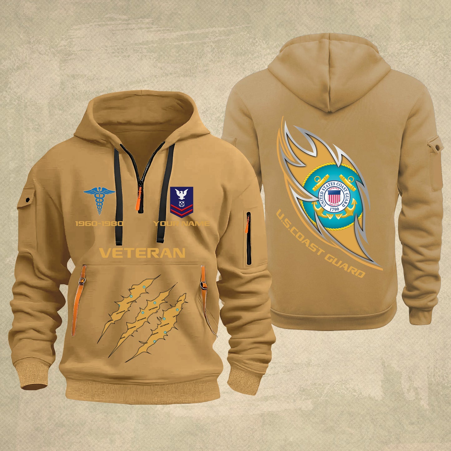 Coast Guard Rating- Personalized US Soldier/ Veteran With Name And Rank Zip Hoodie Multicolor - 17361216