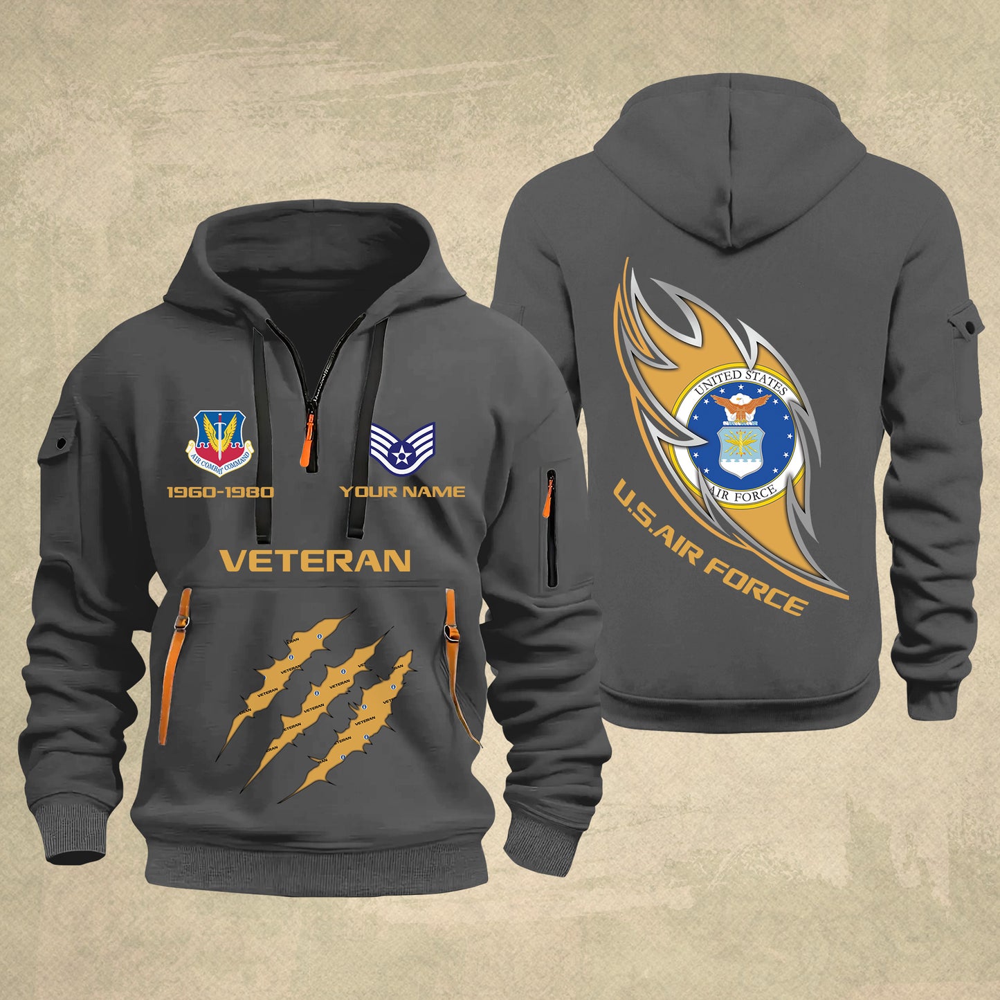Air Force Command - Personalized US Soldier/ Veteran With Name And Rank Zip Hoodie Multicolor - 17361216