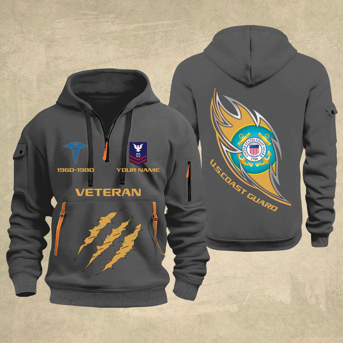 Coast Guard Rating- Personalized US Soldier/ Veteran With Name And Rank Zip Hoodie Multicolor - 17361216