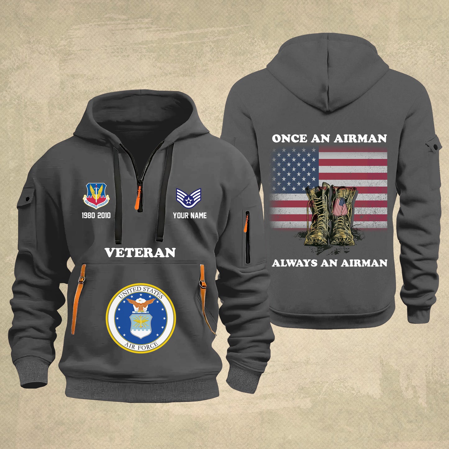 Air Force Command - Personalized US Soldier/ Veteran With Name And Rank Zip Hoodie Multicolor - 17044128