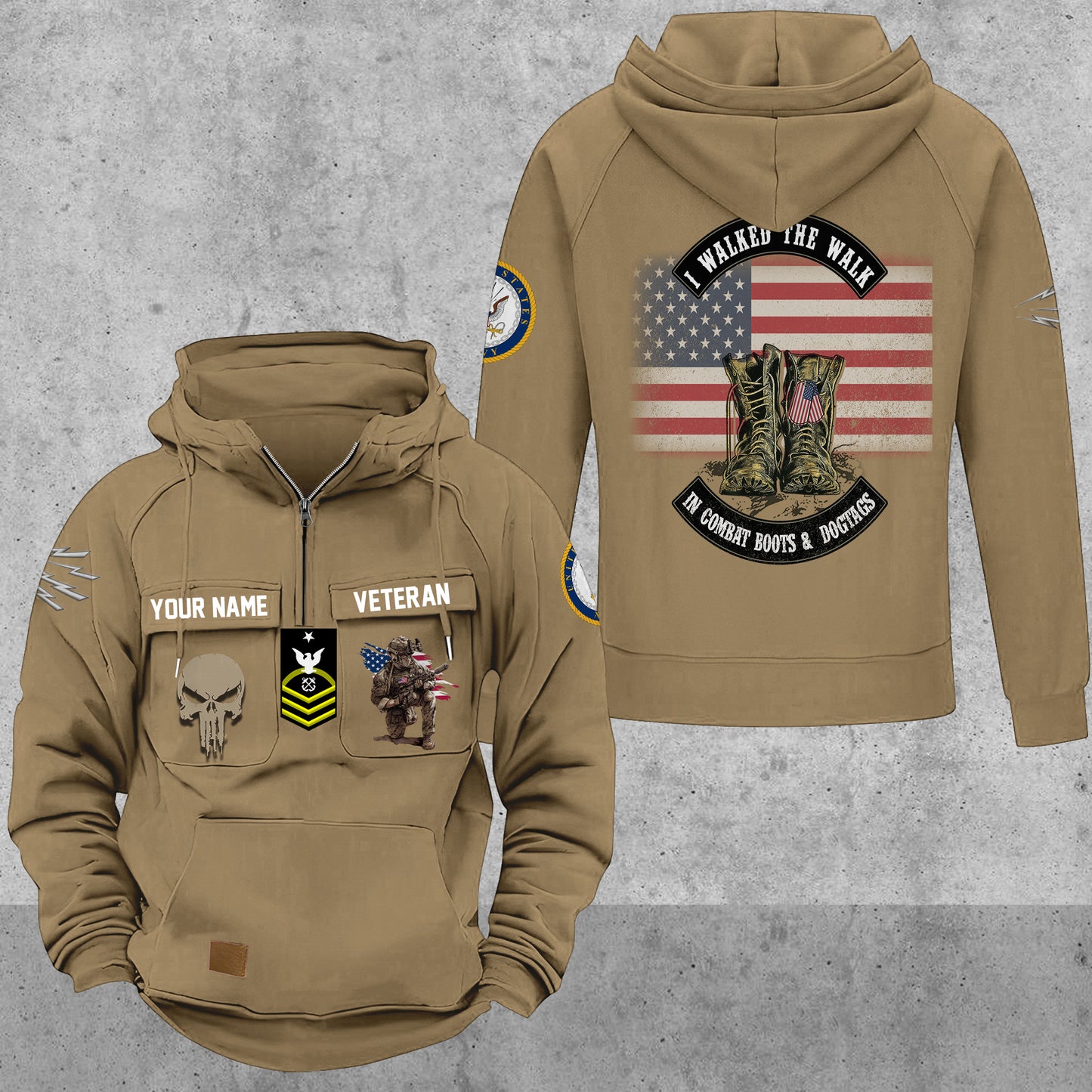 Navy Rating - Personalized US Soldier/ Veteran Vintage Hoodie All Over Printed - 17494272
