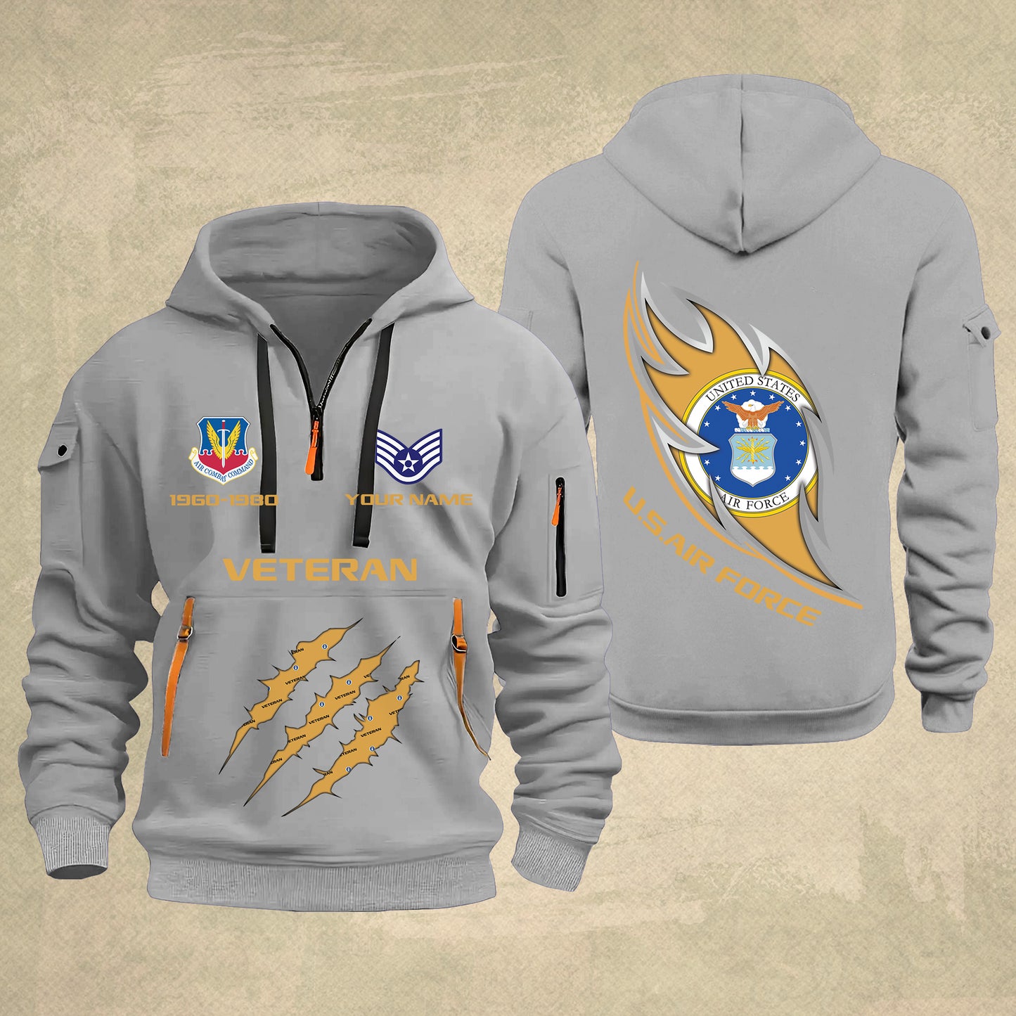 Air Force Command - Personalized US Soldier/ Veteran With Name And Rank Zip Hoodie Multicolor - 17361216