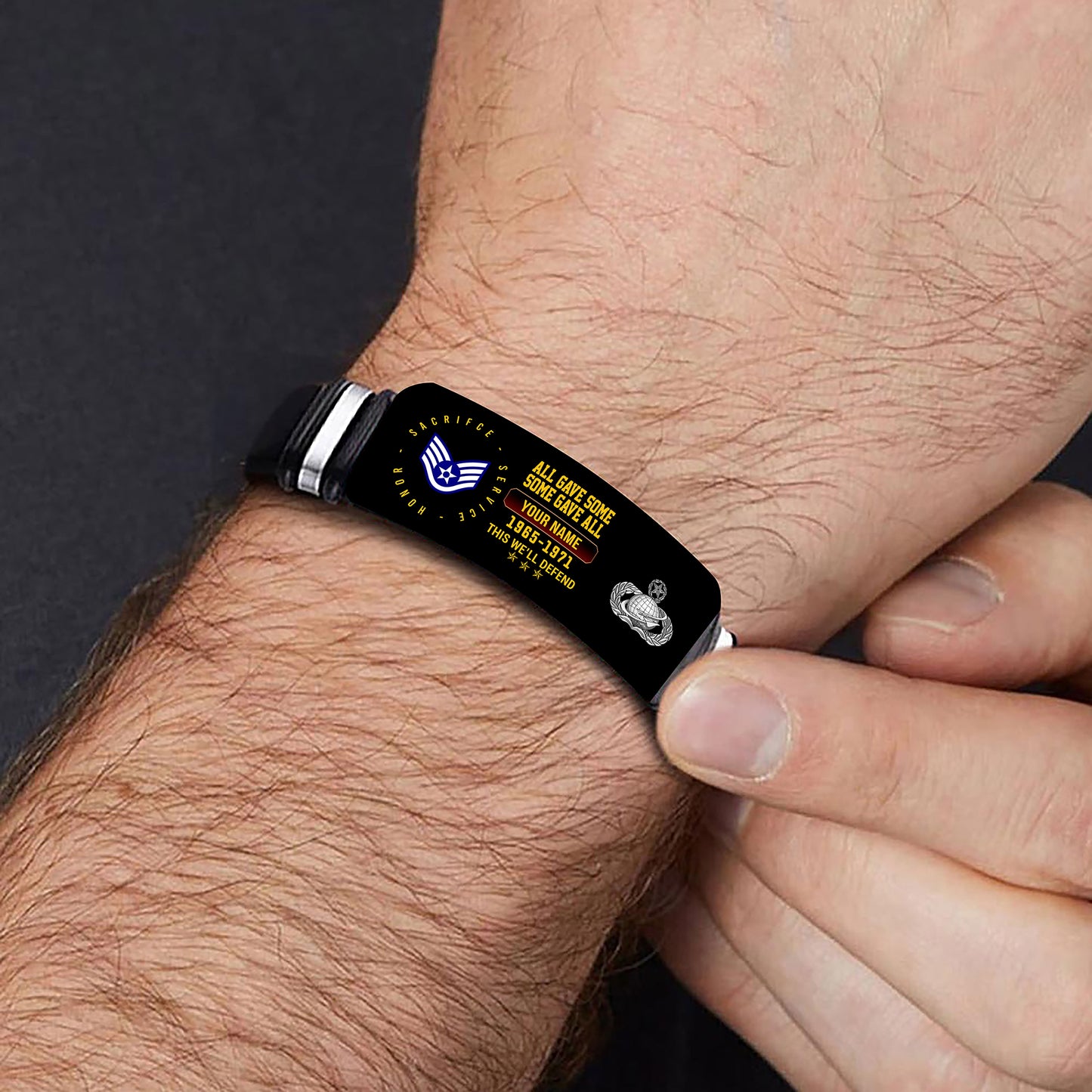 Air Force Badge - Personalized US Soldier/ Veteran With Rank, Name And Year Bracelet - 17453664