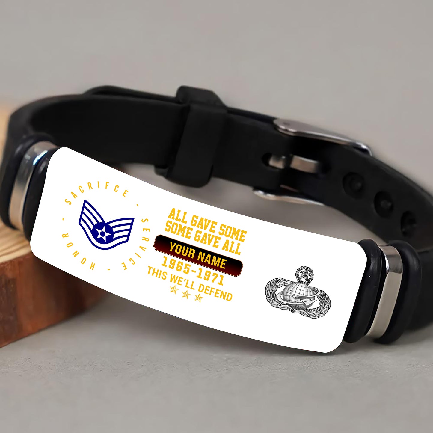 Air Force Badge - Personalized US Soldier/ Veteran With Rank, Name And Year Bracelet - 17453664