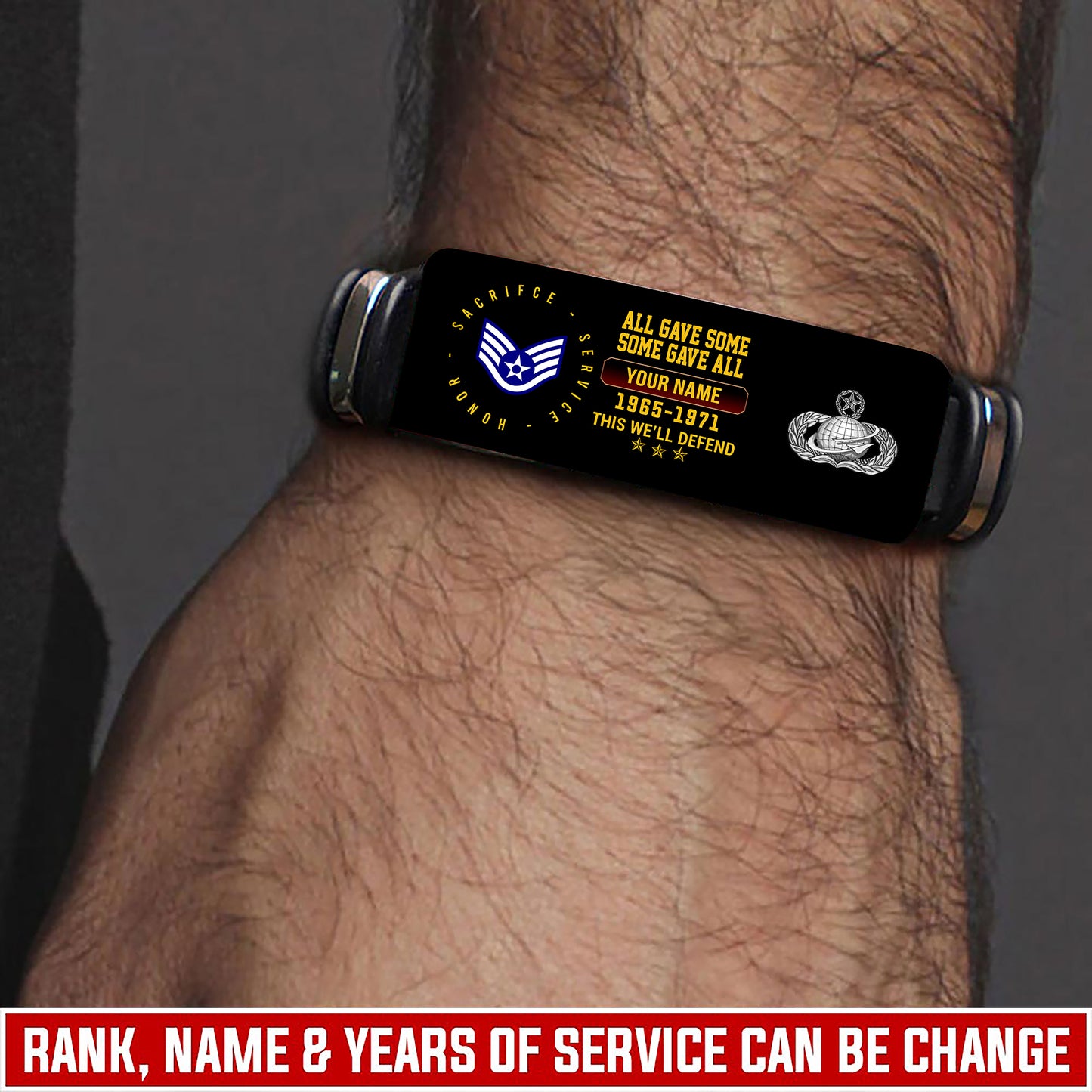 Air Force Badge - Personalized US Soldier/ Veteran With Rank, Name And Year Bracelet - 17453664