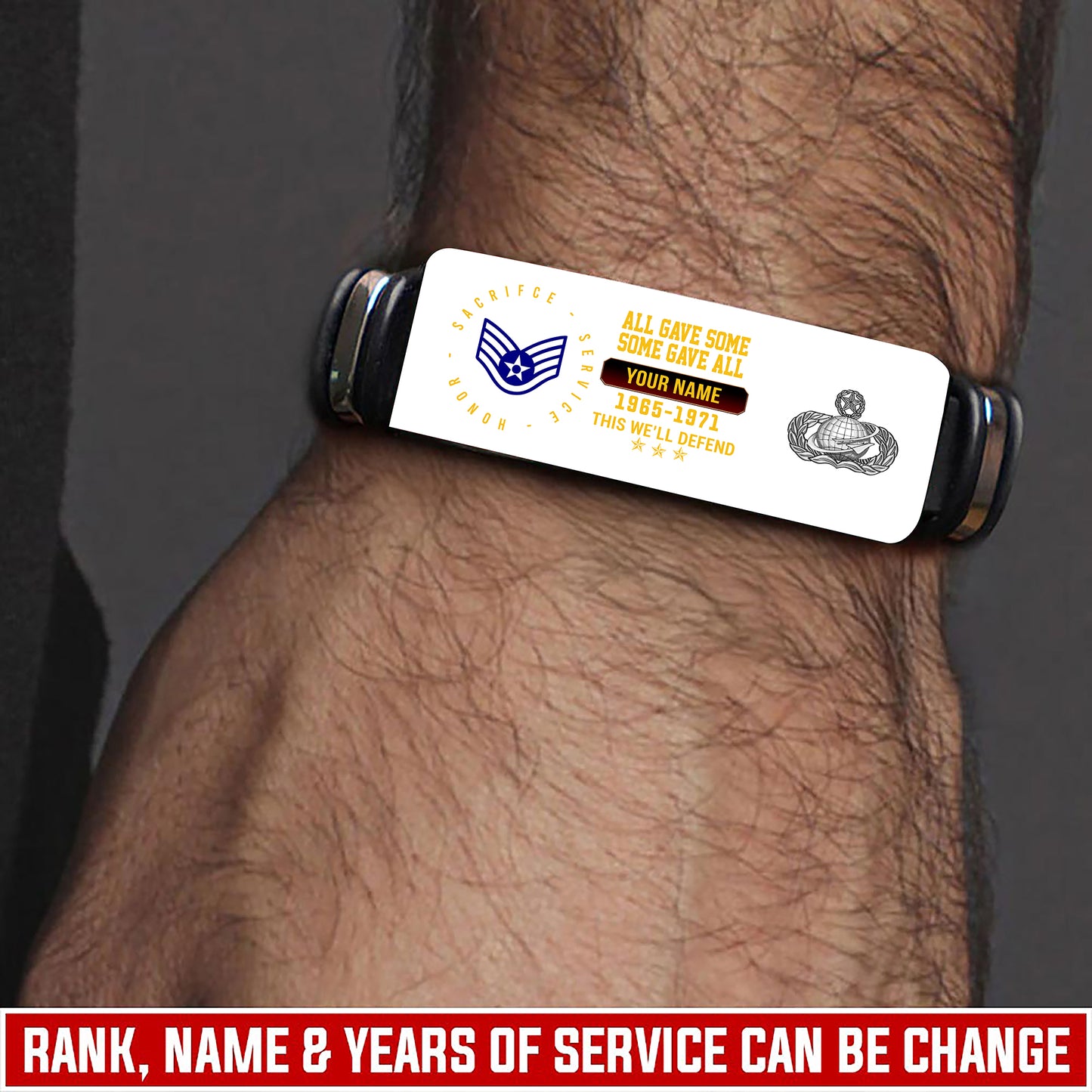 Air Force Badge - Personalized US Soldier/ Veteran With Rank, Name And Year Bracelet - 17453664