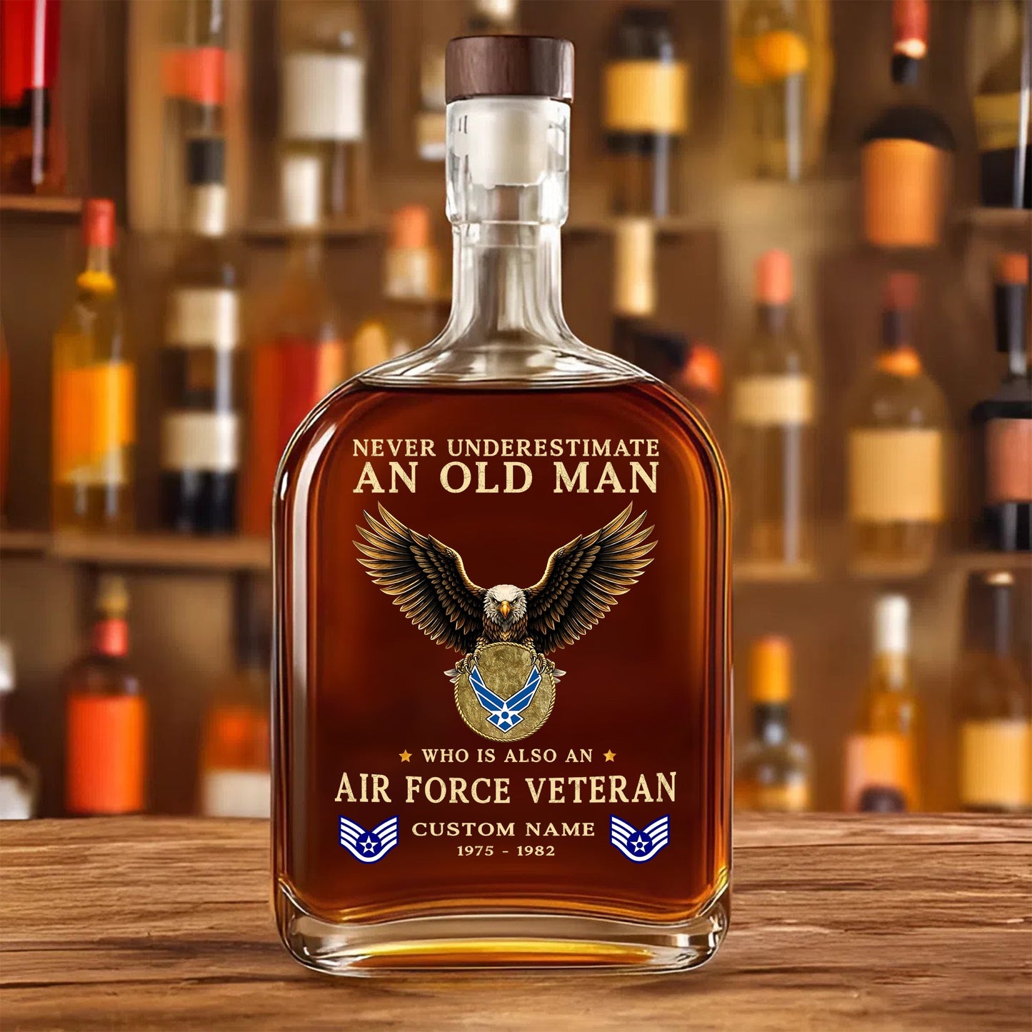Air Force Command - Personalized US Soldier/ Veteran With Rank, Name And Year Whiskey Bottle Glass - 17769888