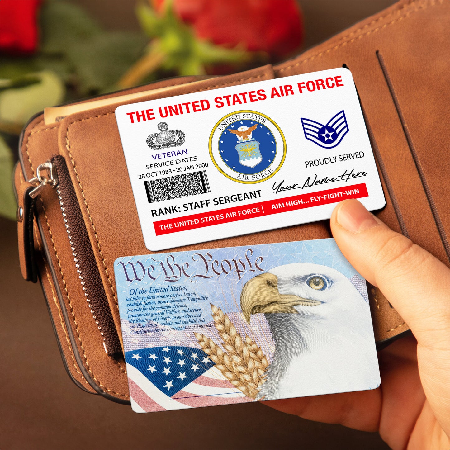 Air Force Badge - Personalized US Soldier/ Veteran Aluminum Wallet Card - 17490816