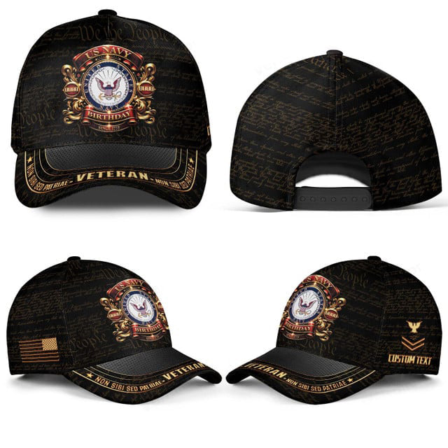 Customized 250th Navy Badge Birthday Hat All Over Printed -1750204804