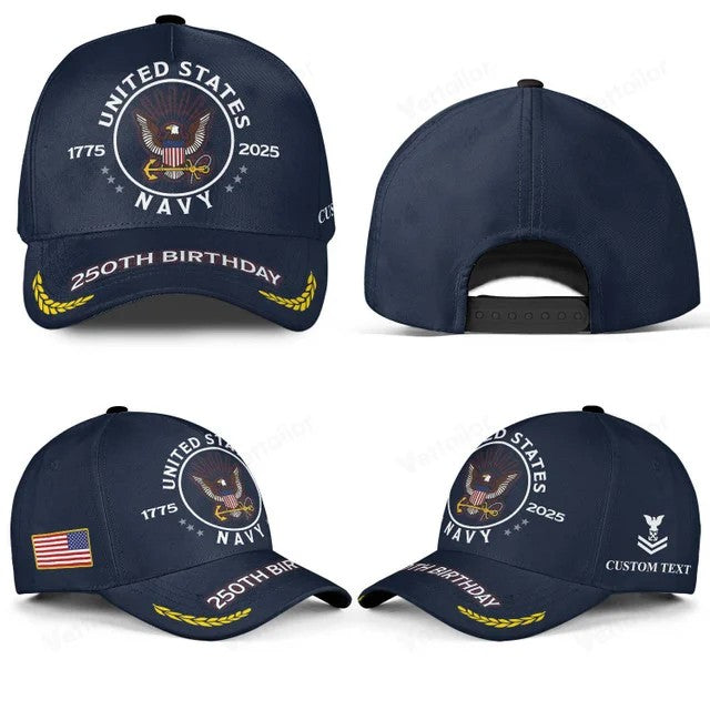 Customized 250th Navy Badge Birthday Hat All Over Printed-17502048