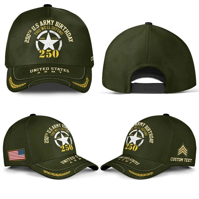 Customized 250th Army Division Birthday Hat All Over Printed -1750204803