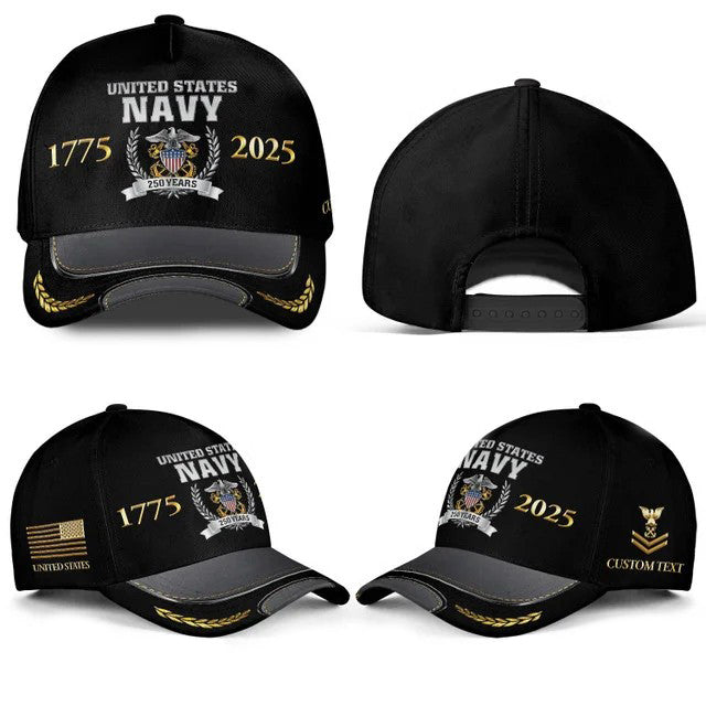 Customized 250th Navy Badge Birthday Hat All Over Printed -1750204802