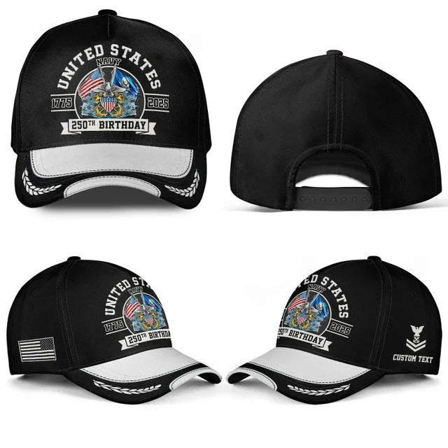Customized 250th Navy Badge Birthday Hat All Over Printed -17501184