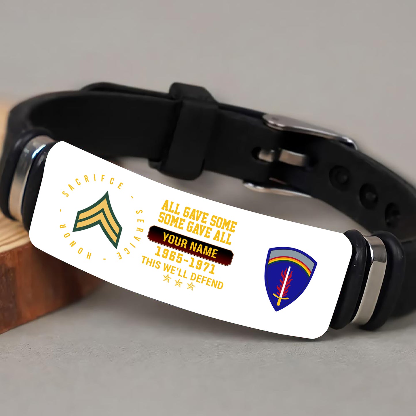 Army Division - Personalized US Soldier/ Veteran With Rank, Name And Year Bracelet - 17453664