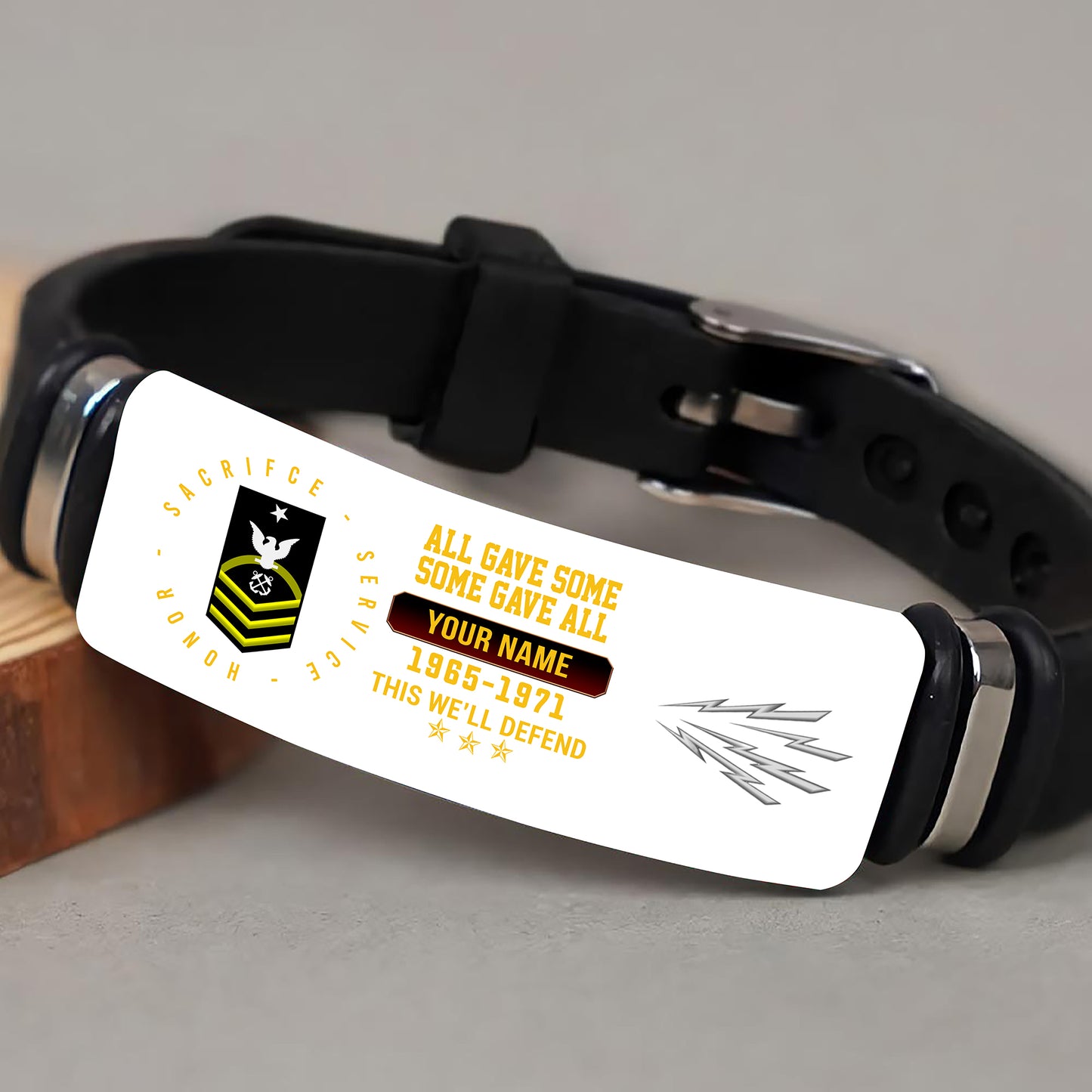 Navy Rating - Personalized US Soldier/ Veteran With Rank, Name And Year Bracelet - 17453664