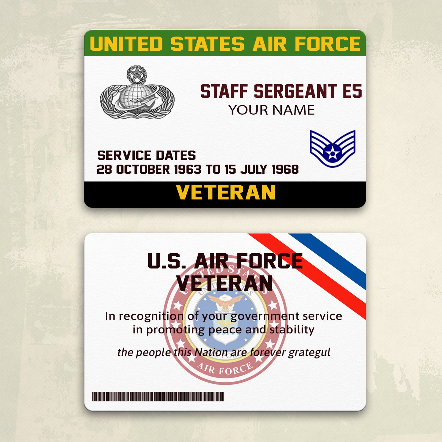 Air Force Badge - Personalized US Soldier/ Veteran Aluminum Wallet Card - 17489952