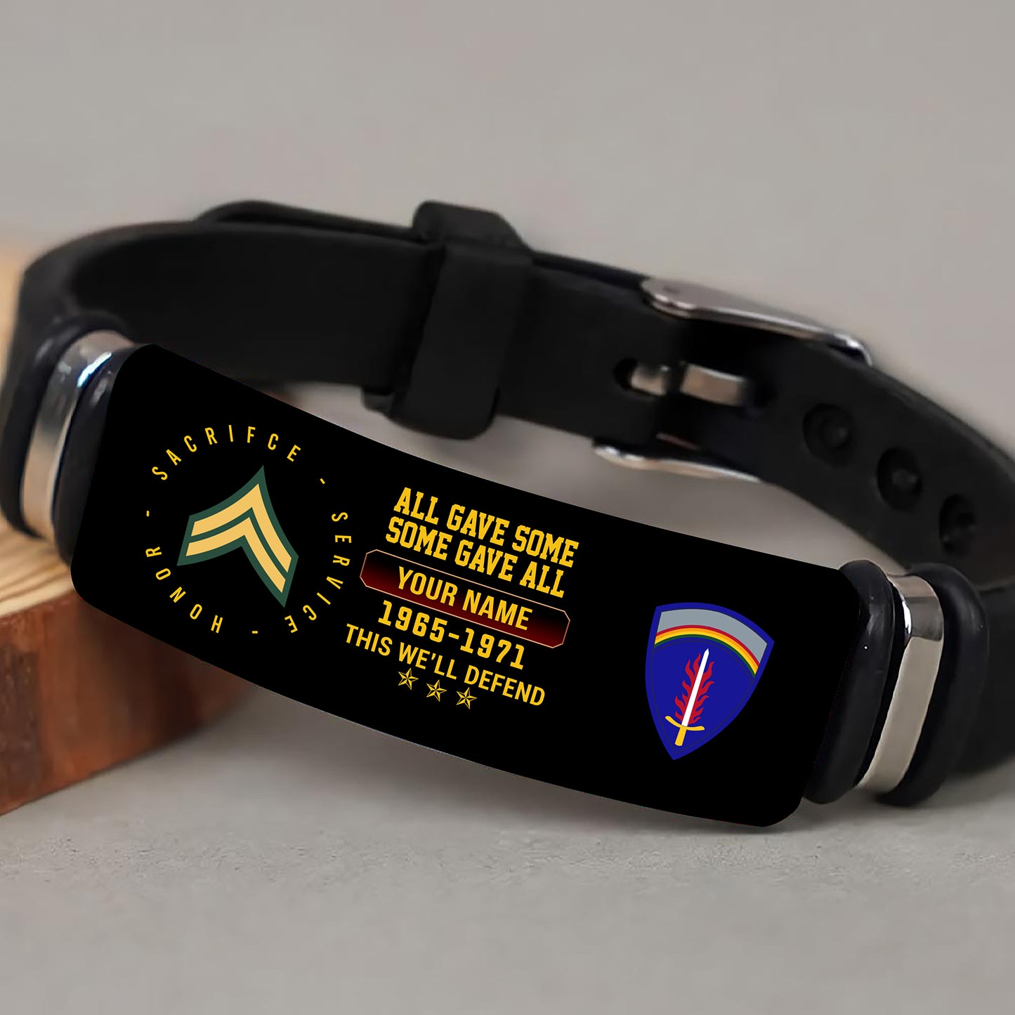 Army Division - Personalized US Soldier/ Veteran With Rank, Name And Year Bracelet - 17453664