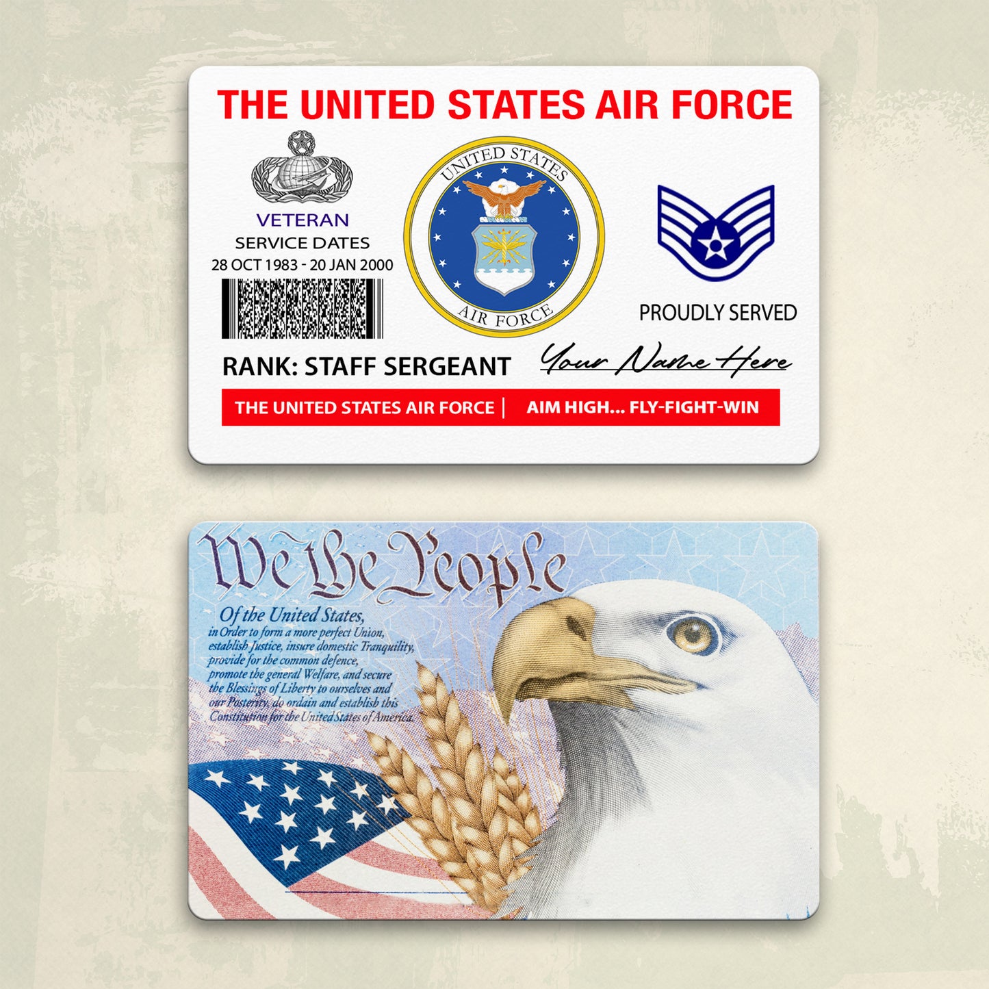 Air Force Badge - Personalized US Soldier/ Veteran Aluminum Wallet Card - 17490816