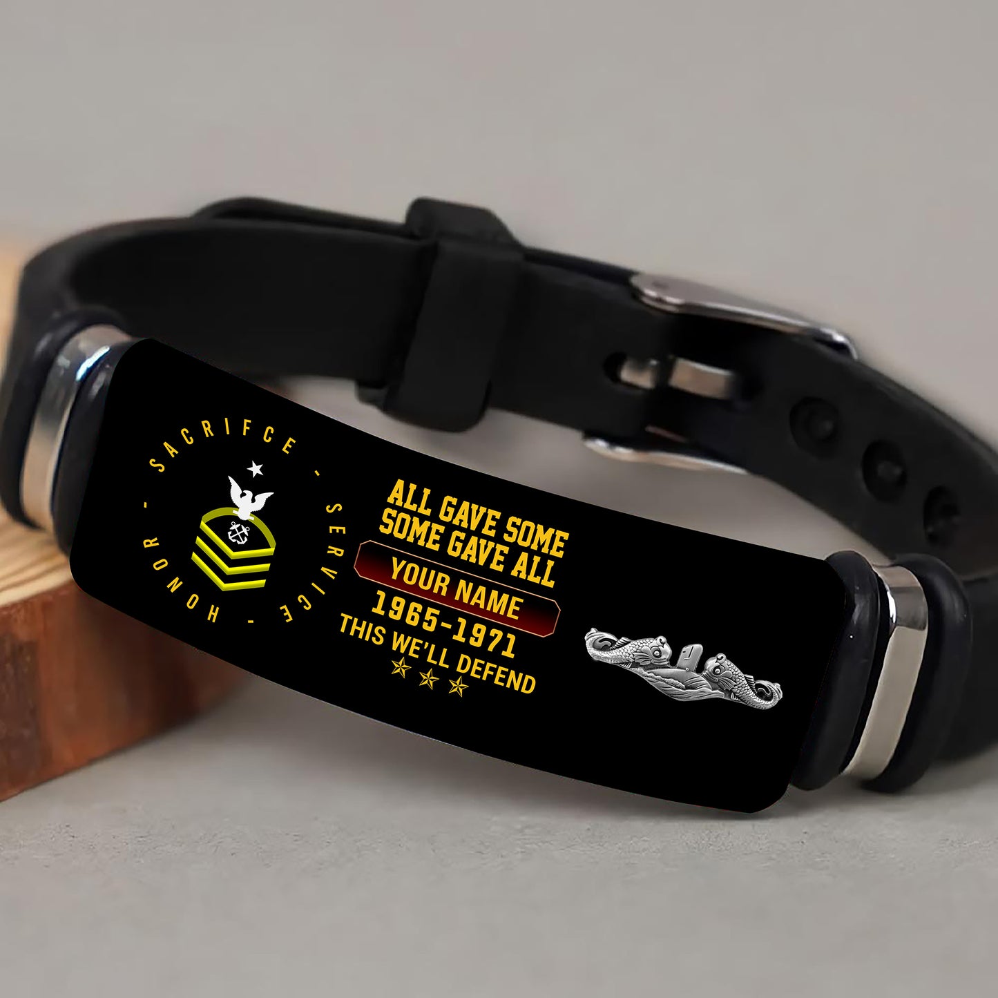 Navy Badge - Personalized US Soldier/ Veteran With Rank, Name And Year Bracelet - 17453664