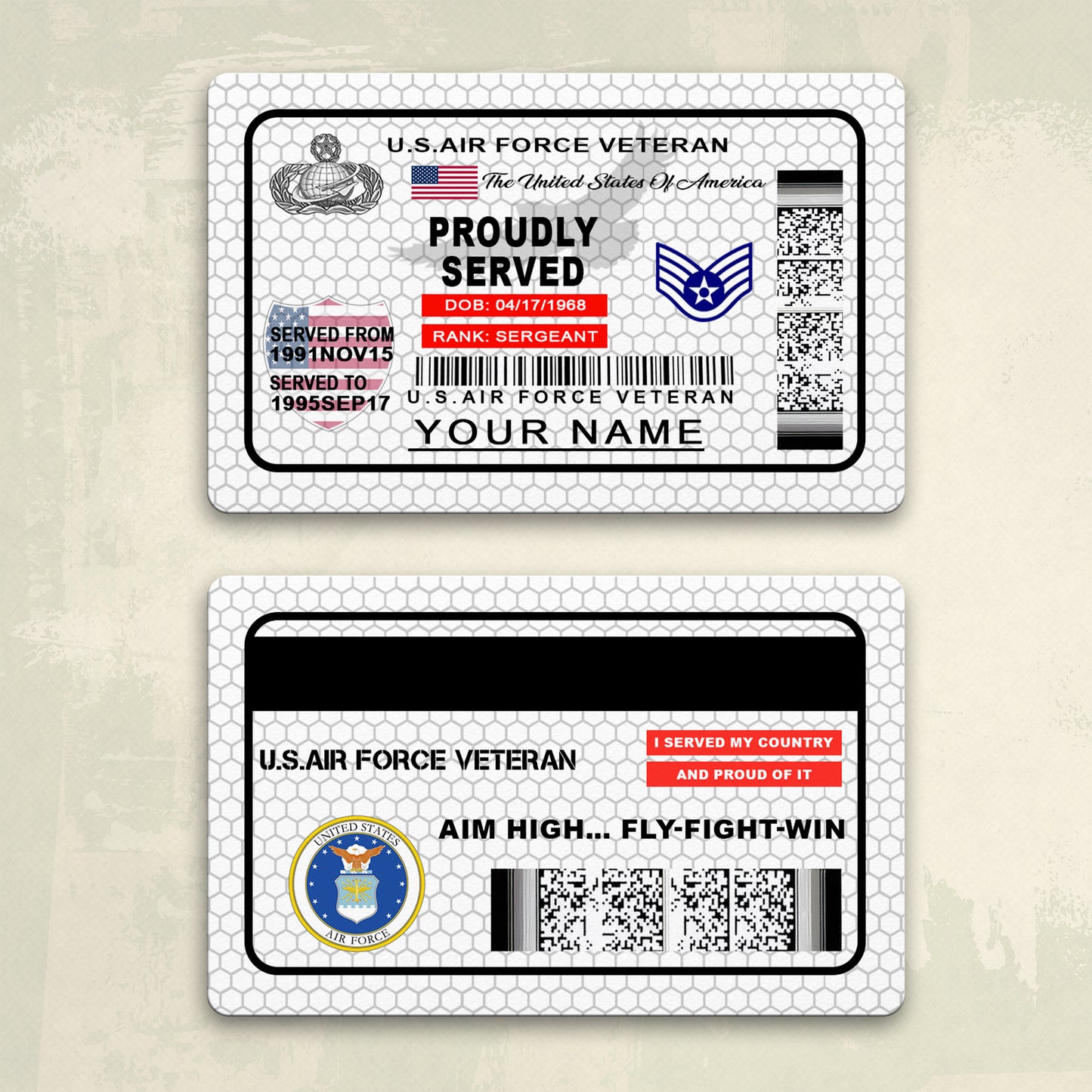 Air Force Badge - Personalized US Soldier/ Veteran Aluminum Wallet Card - 17488224