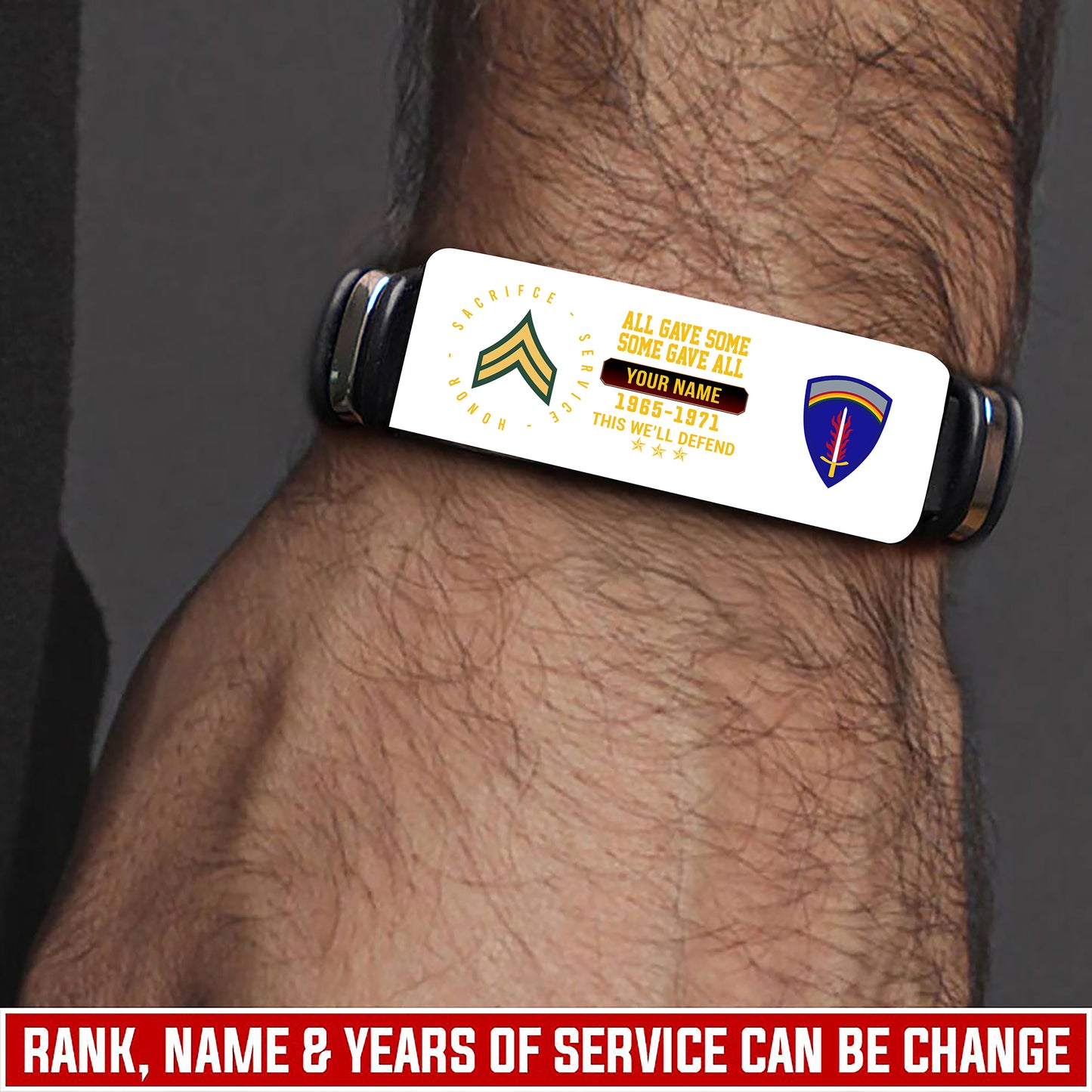 Army Division - Personalized US Soldier/ Veteran With Rank, Name And Year Bracelet - 17453664