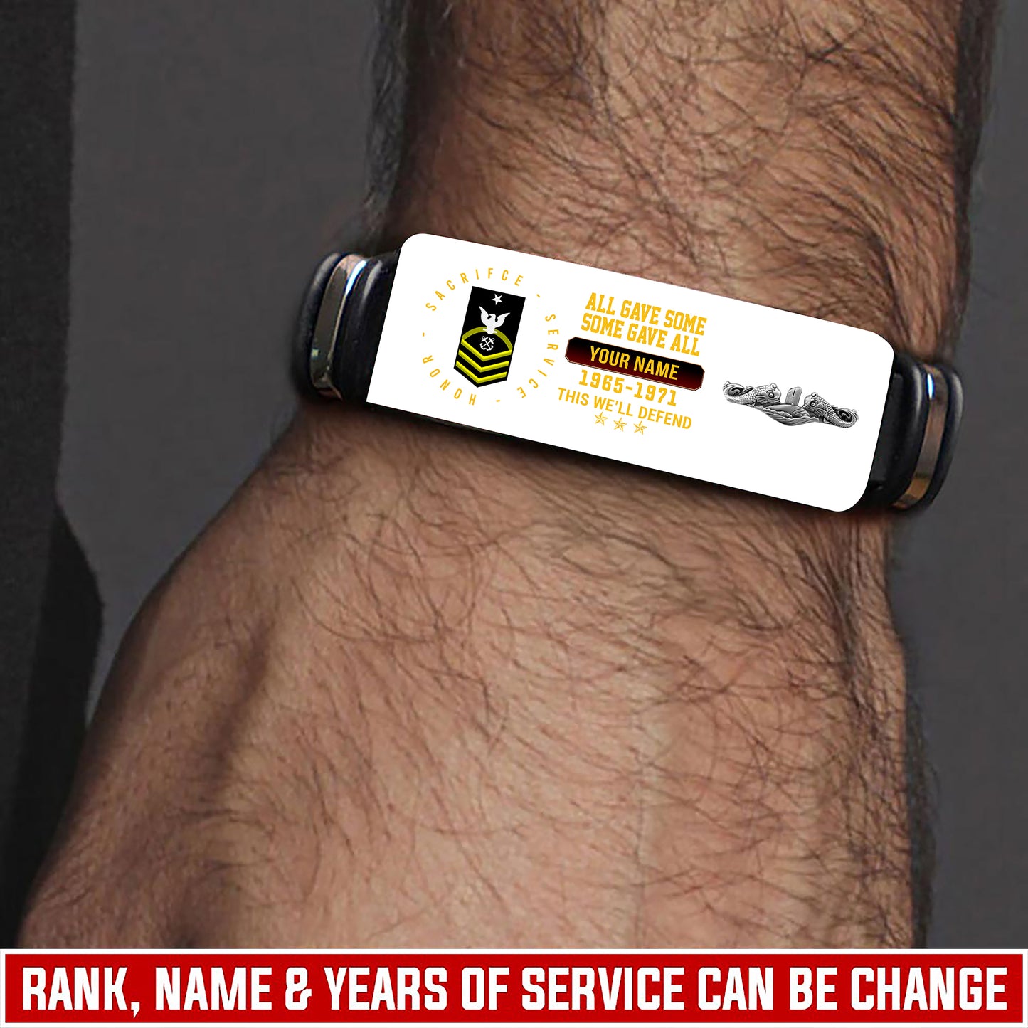 Navy Badge - Personalized US Soldier/ Veteran With Rank, Name And Year Bracelet - 17453664