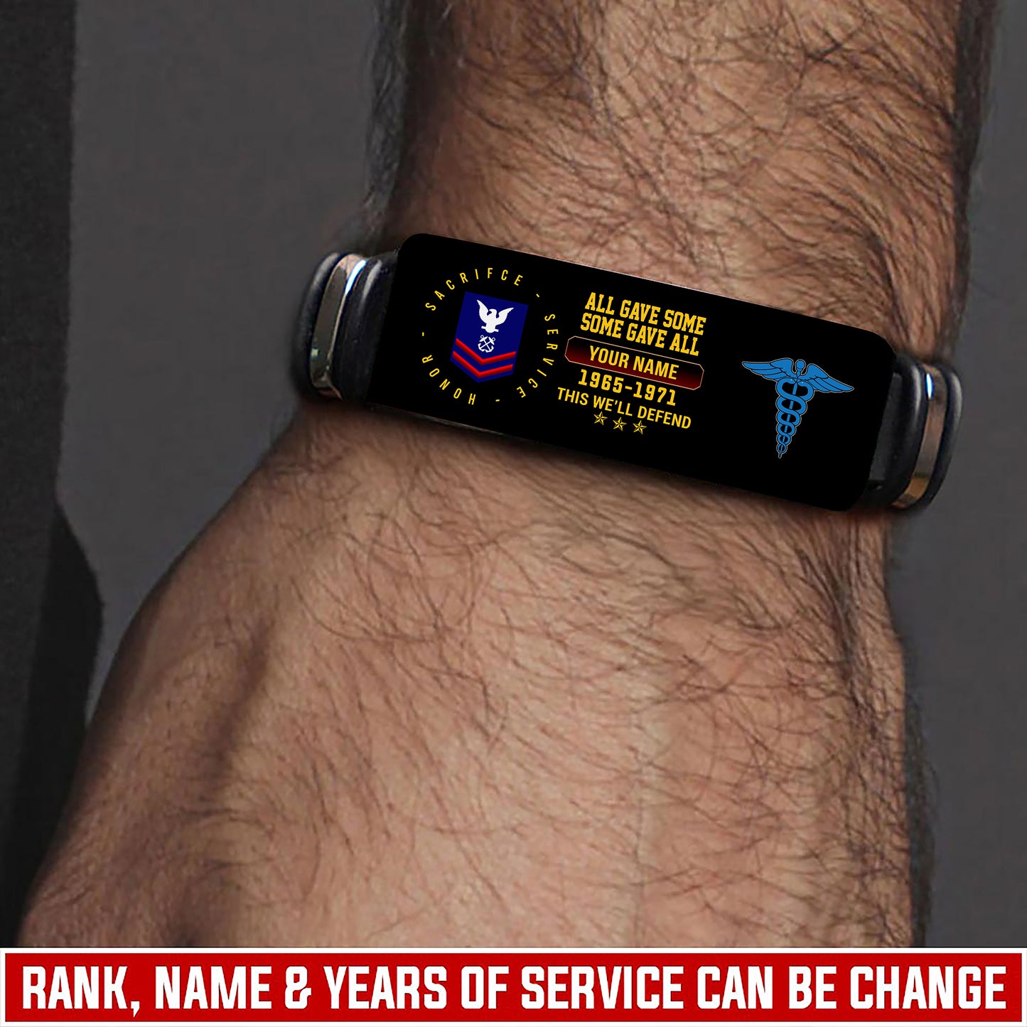 Coast Guard Rating - Personalized US Soldier/ Veteran With Rank, Name And Year Bracelet - 17453664