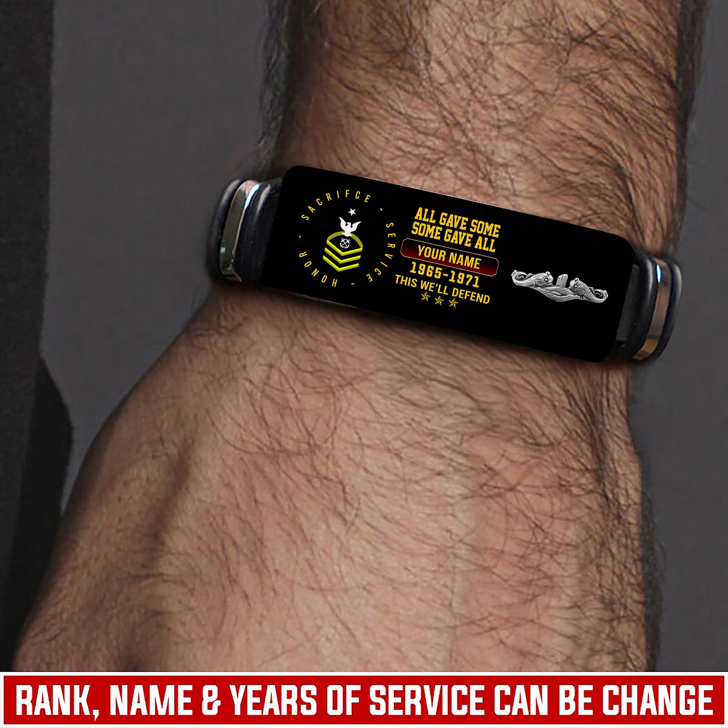 Navy Badge - Personalized US Soldier/ Veteran With Rank, Name And Year Bracelet - 17453664