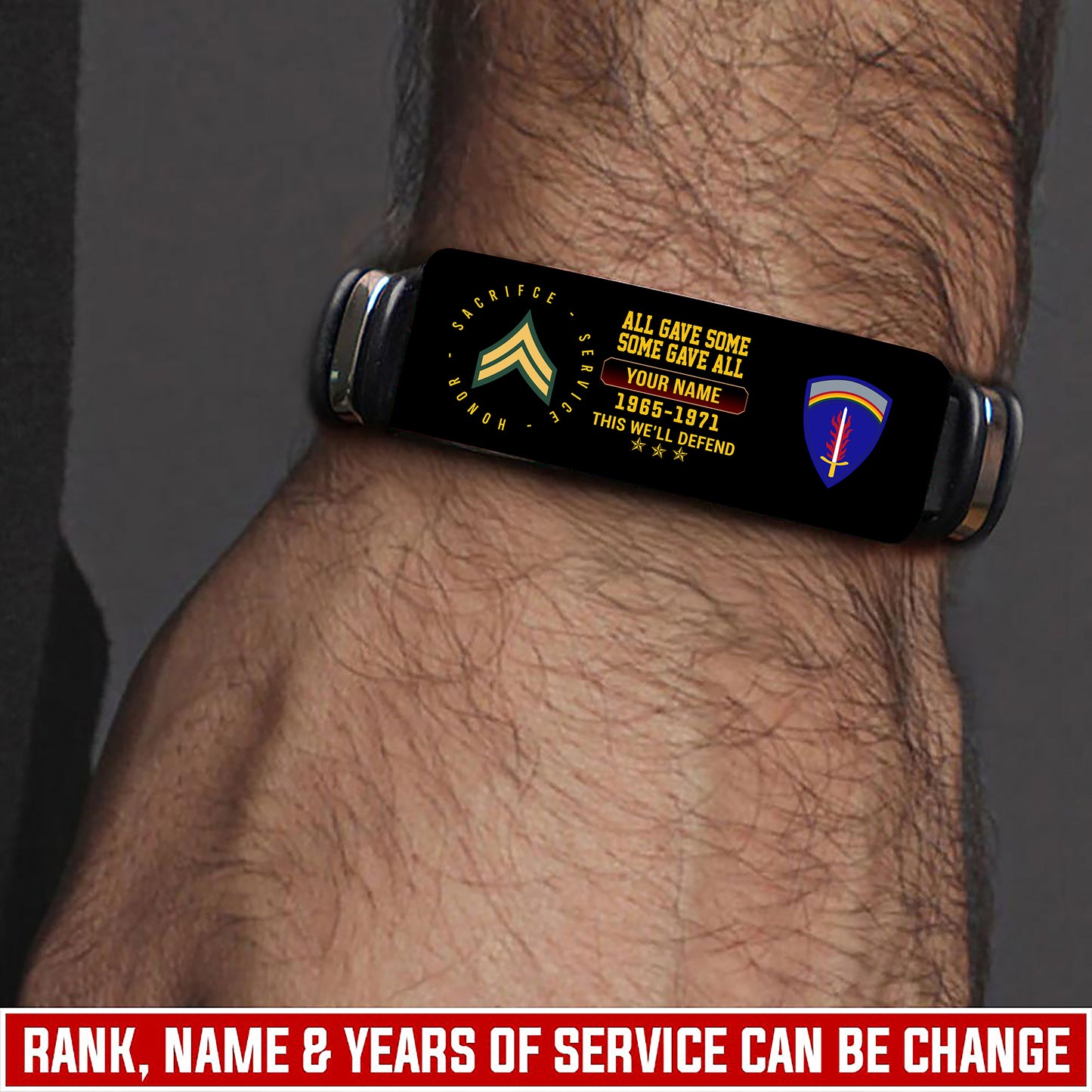 Army Division - Personalized US Soldier/ Veteran With Rank, Name And Year Bracelet - 17453664