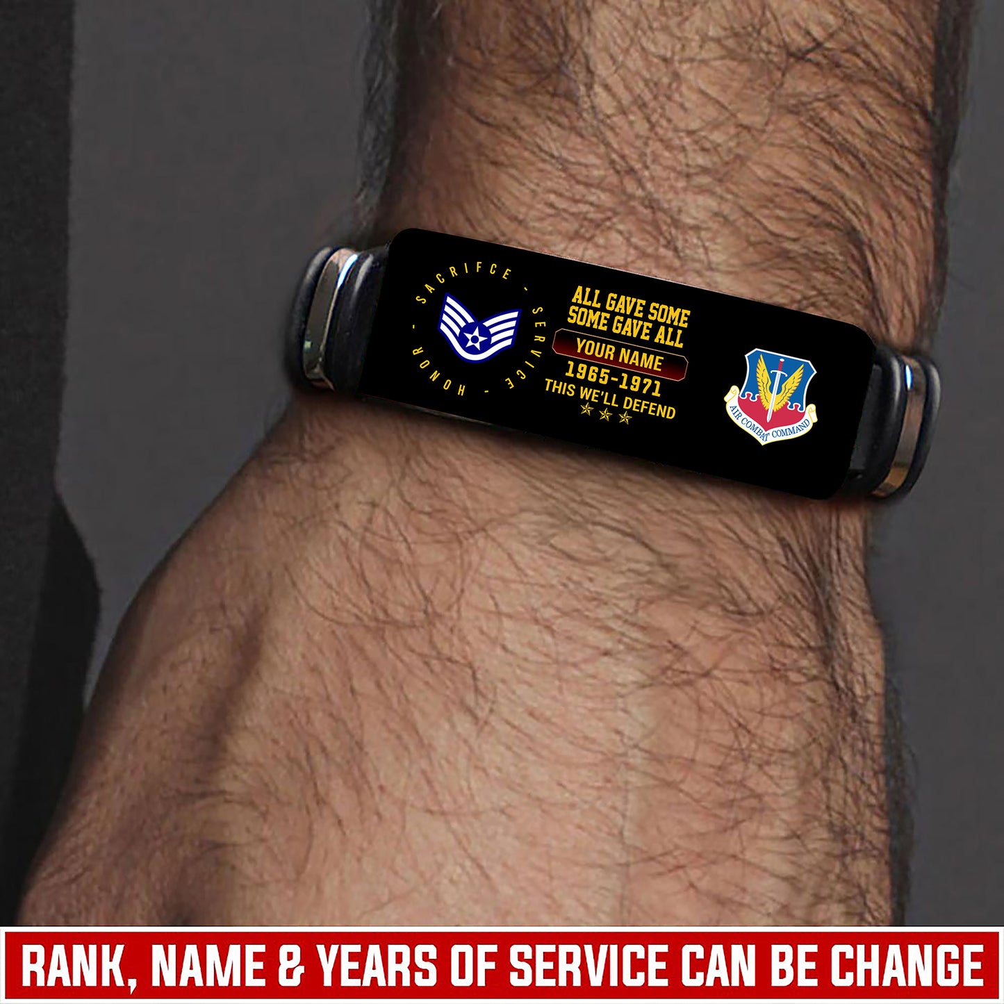 Air Force Command - Personalized US Soldier/ Veteran With Rank, Name And Year Bracelet - 17453664
